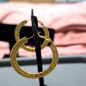 Stainless steel gold plated hoop Earring